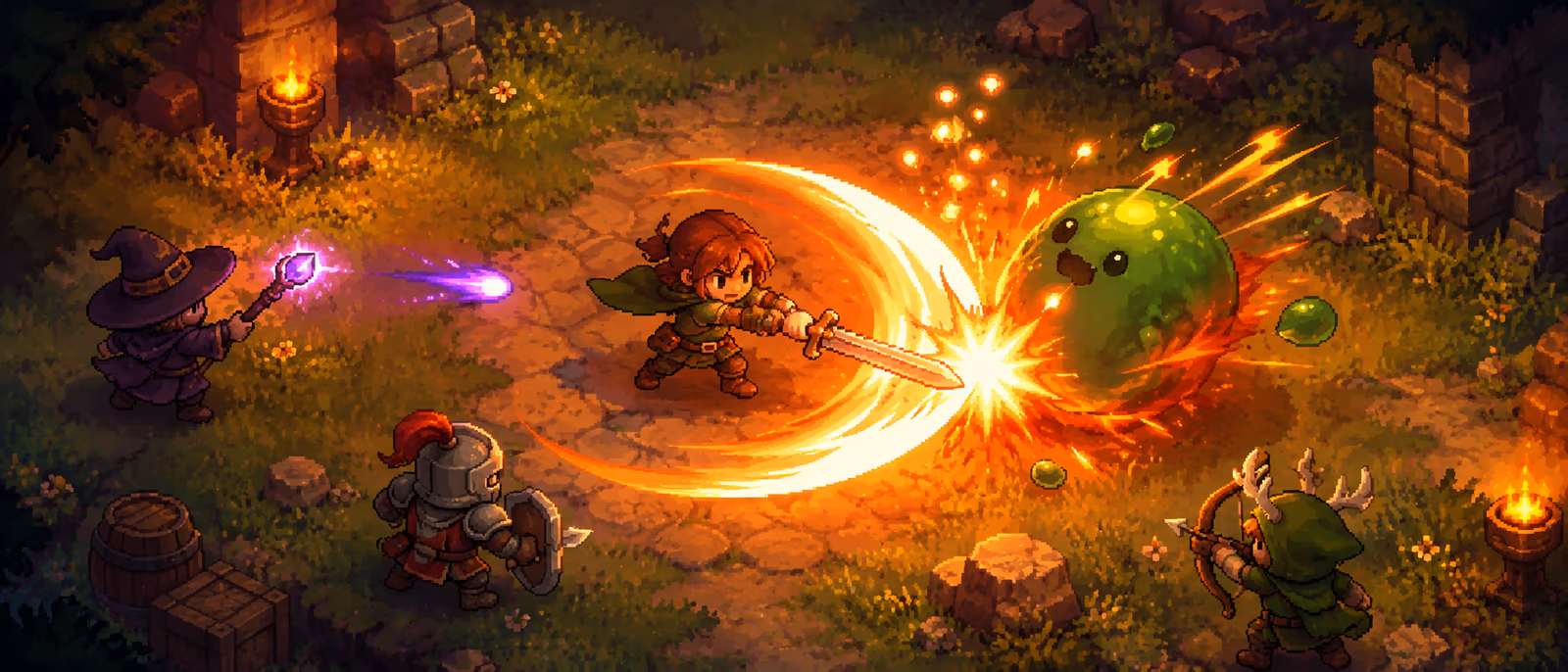2D Top-Down Combat & Damage key art